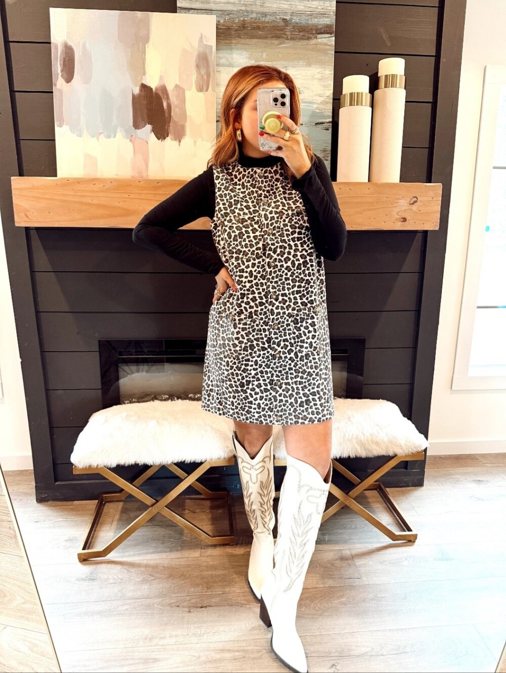 Brand New Denim Leopard Print Dress